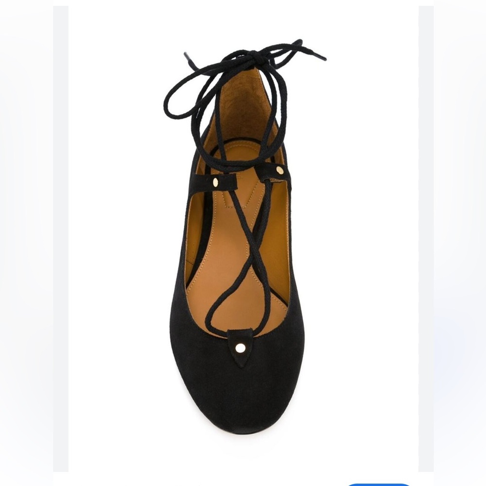 Chloé Foster Lace Up Ballet Flats in Black Suede